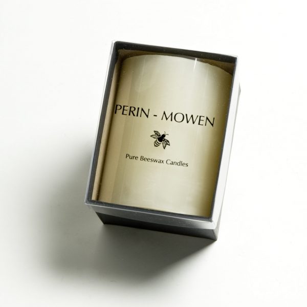 Solid 4" x 3" beeswax pillar in light natural