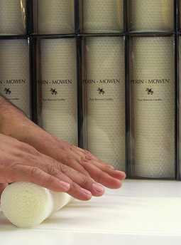PerinMowen9-P Hand rolling 9"x 3", 9-P beeswax candle